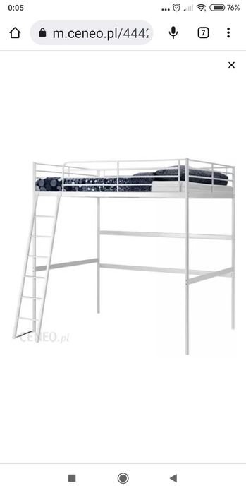 Ikea rama łóżka na antresoli Biała 147 cm x 208 cm