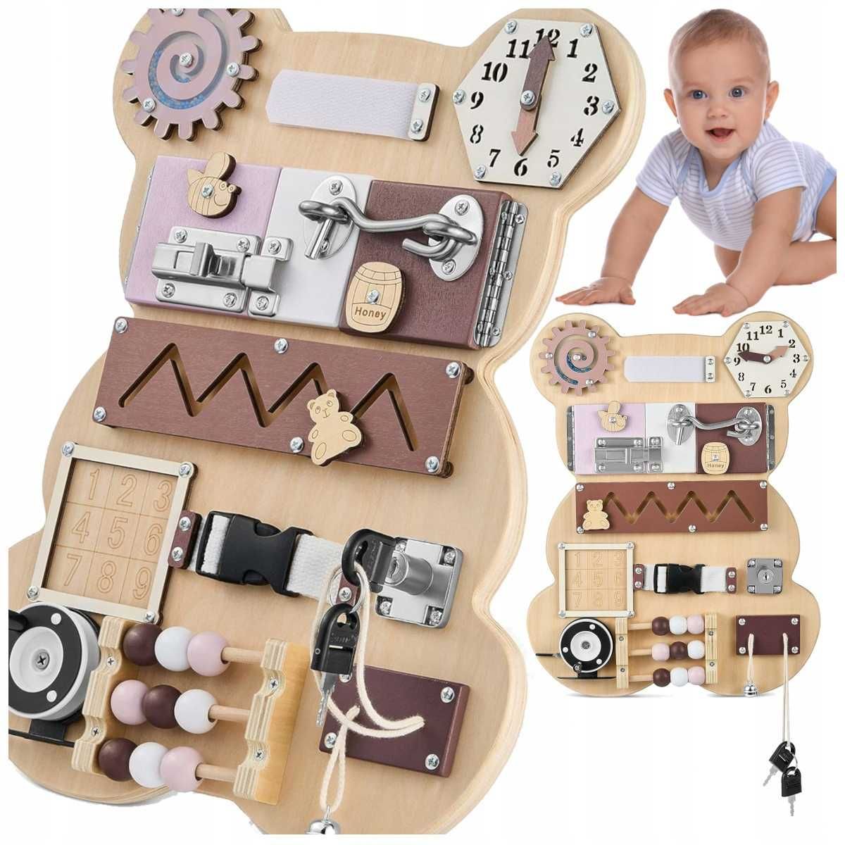 Zabawka edukacyjna Tablica Manipulacyjna Sensoryczna Montessori 14w1