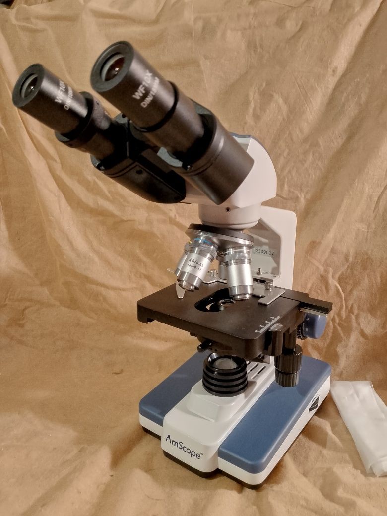 Mikroskop biolog. 1000x AmScope LED XY dwuoczny pzo studar zeiss delta