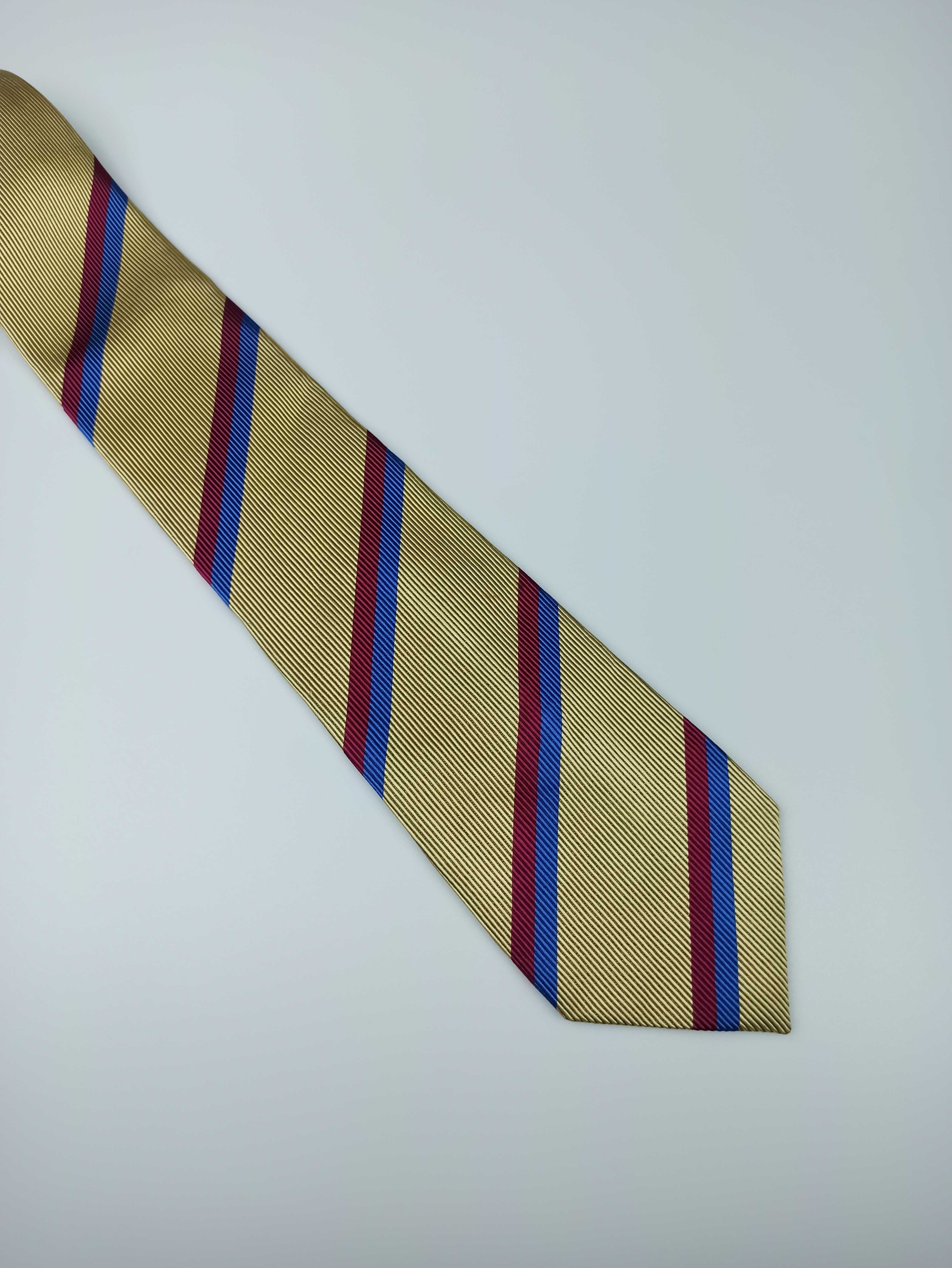 Aquascutum złoty jedwabny krawat w paski ulu35