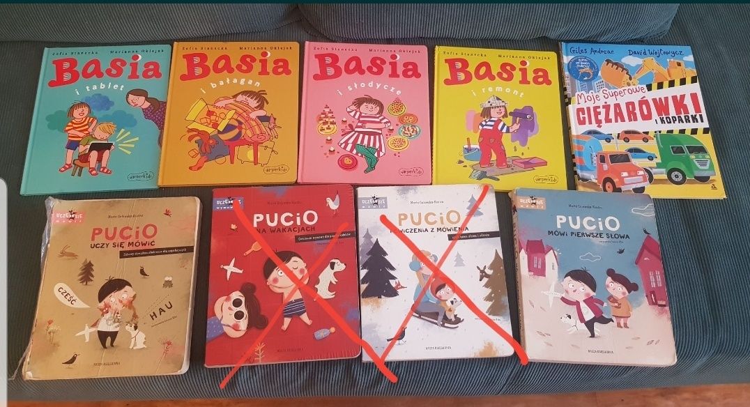 Książki Pucio, Basia i słodycze, tablet, bałagan, remont 7szt