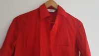 Bluzka koszulowa czerwony żywy kolor długi rękaw rozmiar S/M