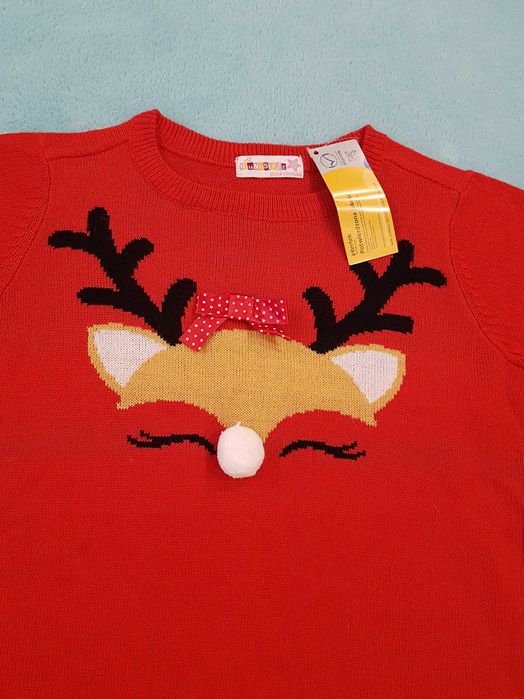 Sweter świąteczny 122 128 dla dziewczynki