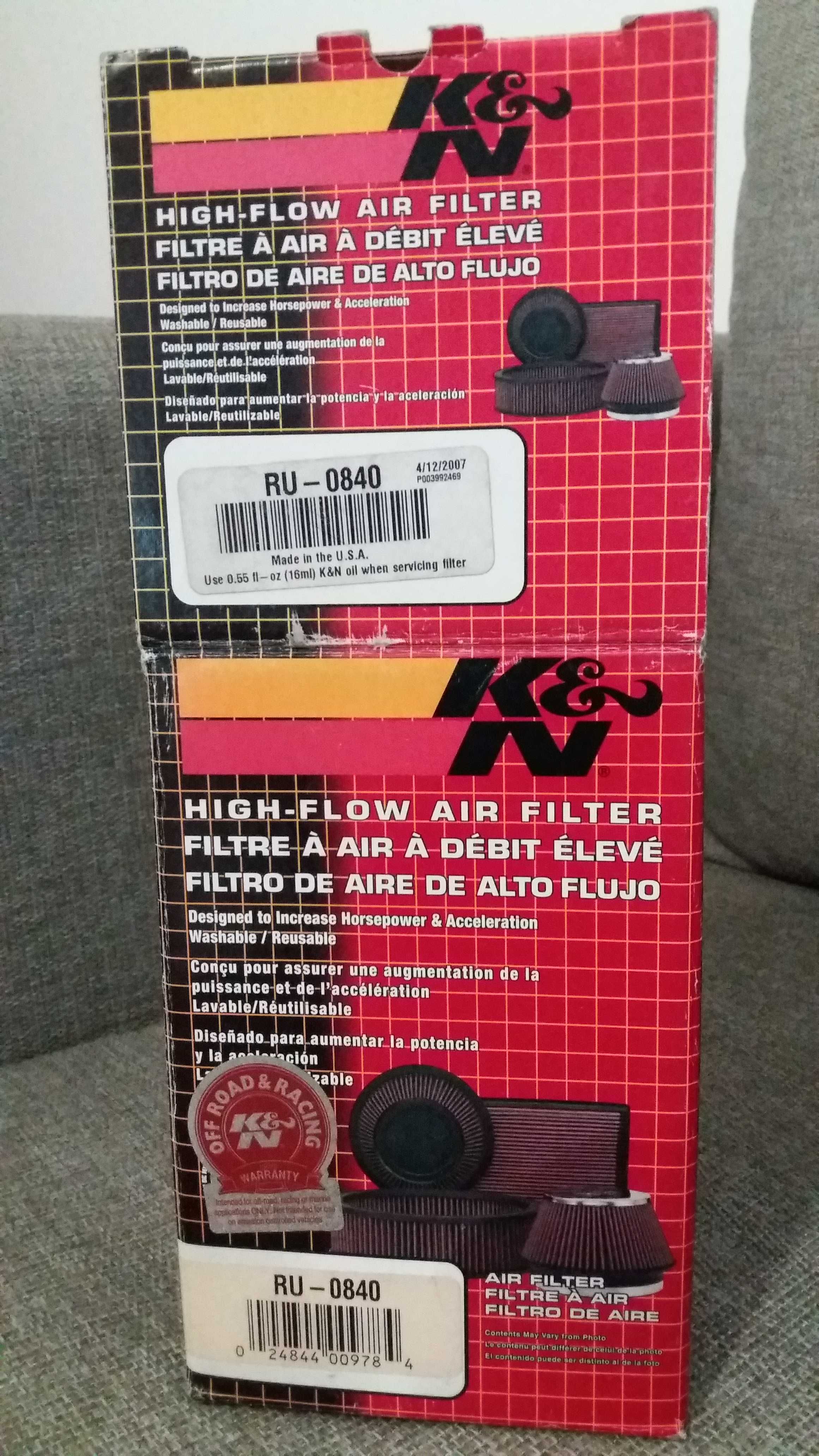 Filtros de ar de alto rendimento para automóveis KN 0840