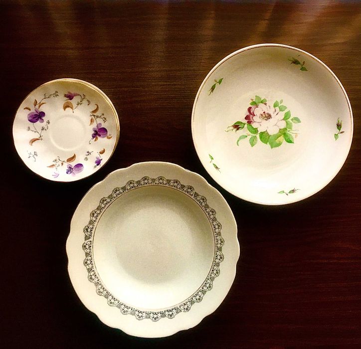 Тарелки Коростень, тарелки Дулево, блюдца ЛФЗ.