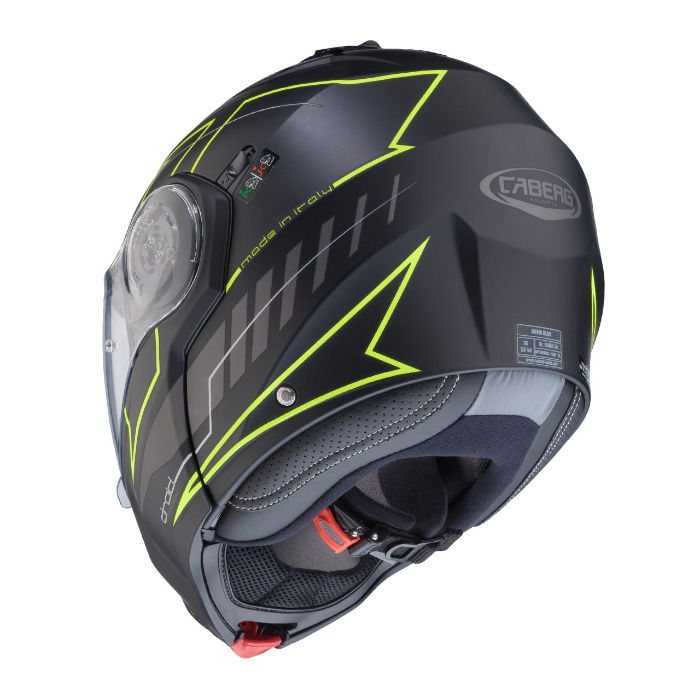 Kask szczękowy CABERG DROID BLAZE czarny mat/żółty rozm. S z Pinlock