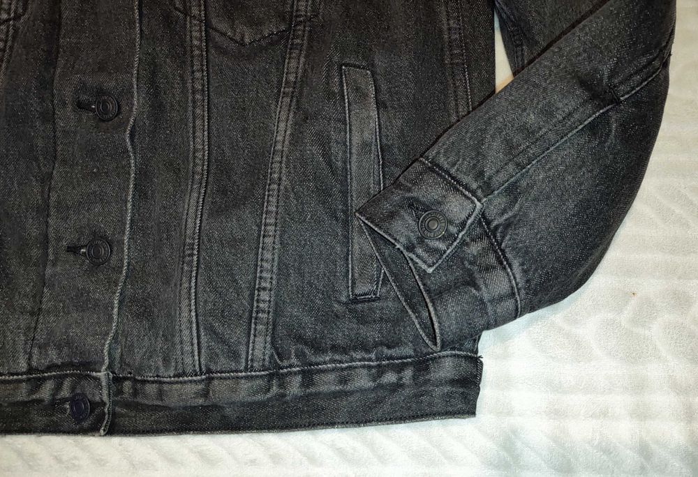 Mango piękna kurtka OCIEPLANA gruba podpinka futrzany Kołnierz Jeans