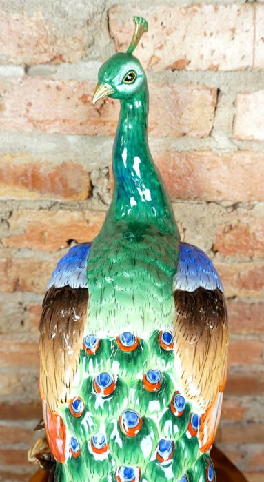 DOSTOJNY paw duża figura porcelanowa okuta brązem wys65cm