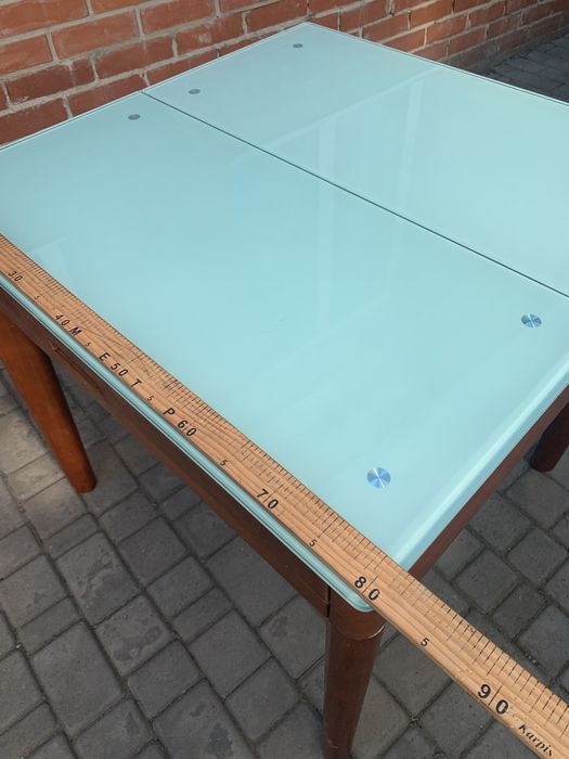 Стол обеденный стеклянный+дерево, раздвижной продам