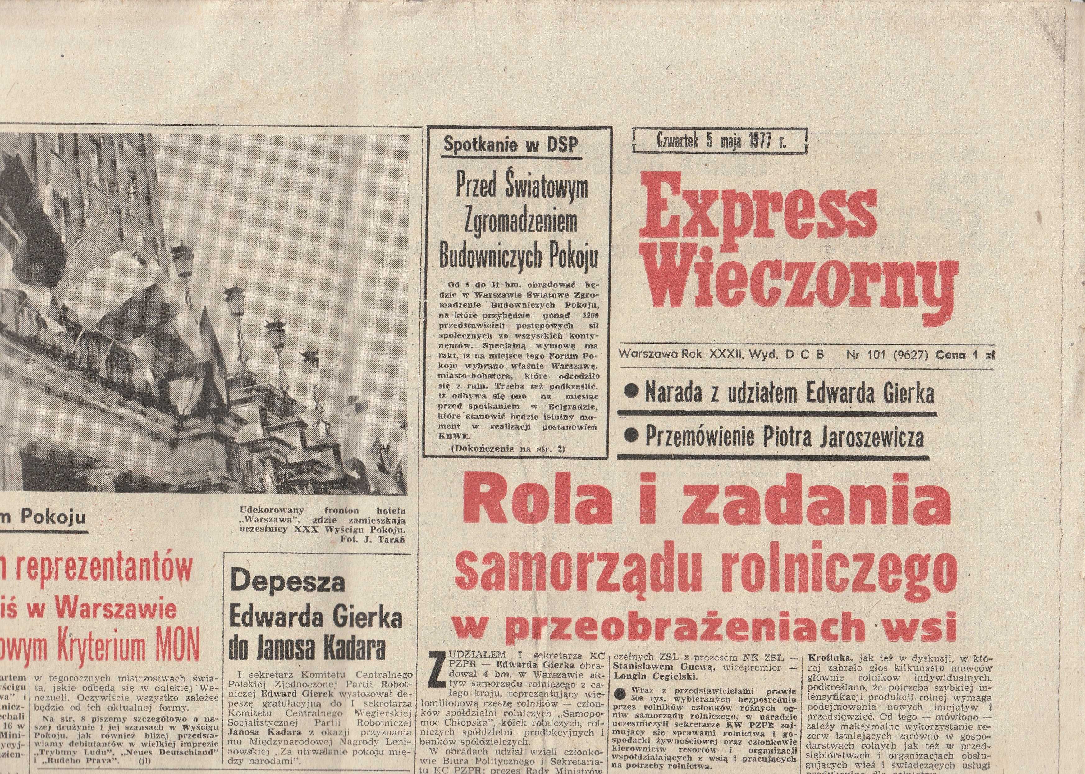 Express wieczorny 5 maja 1977 nr 101 / 1977