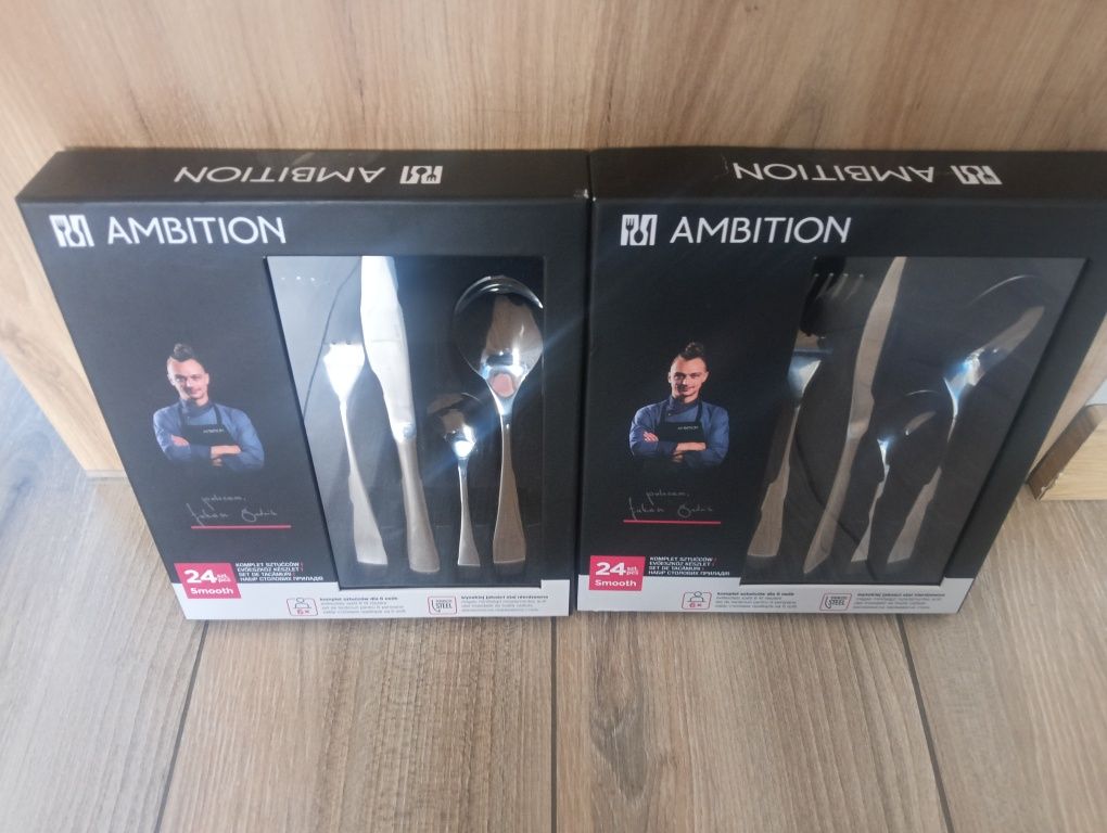 2 zestawy sztućców AMBITION smooth dla 12osób