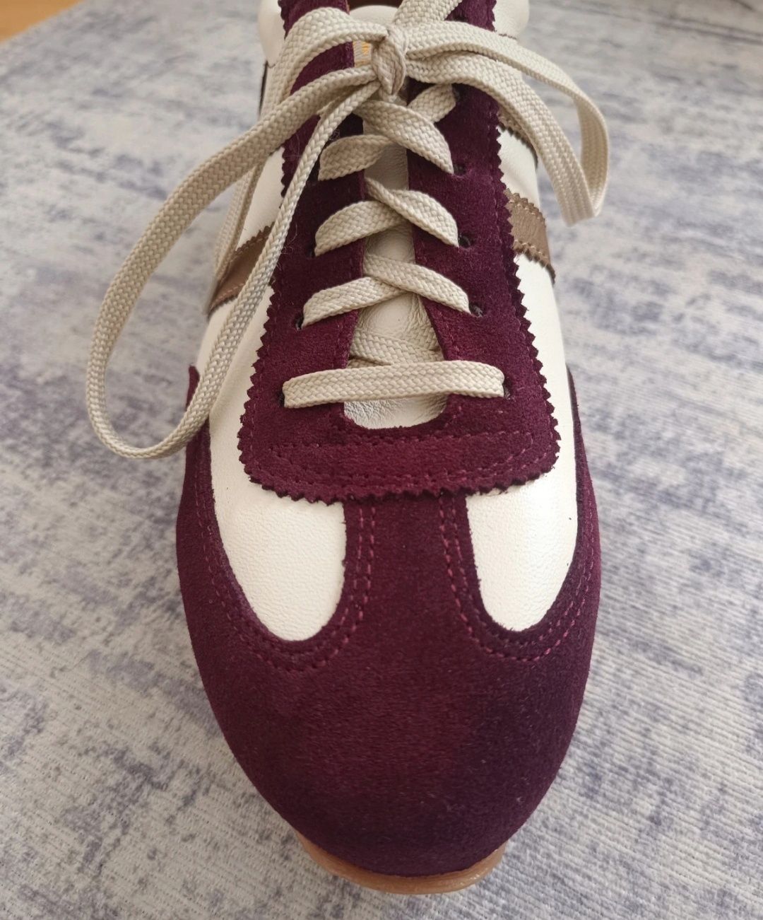 Ténis casual em pele e camurça bordeaux tam 39/40-Fabricado Portugal