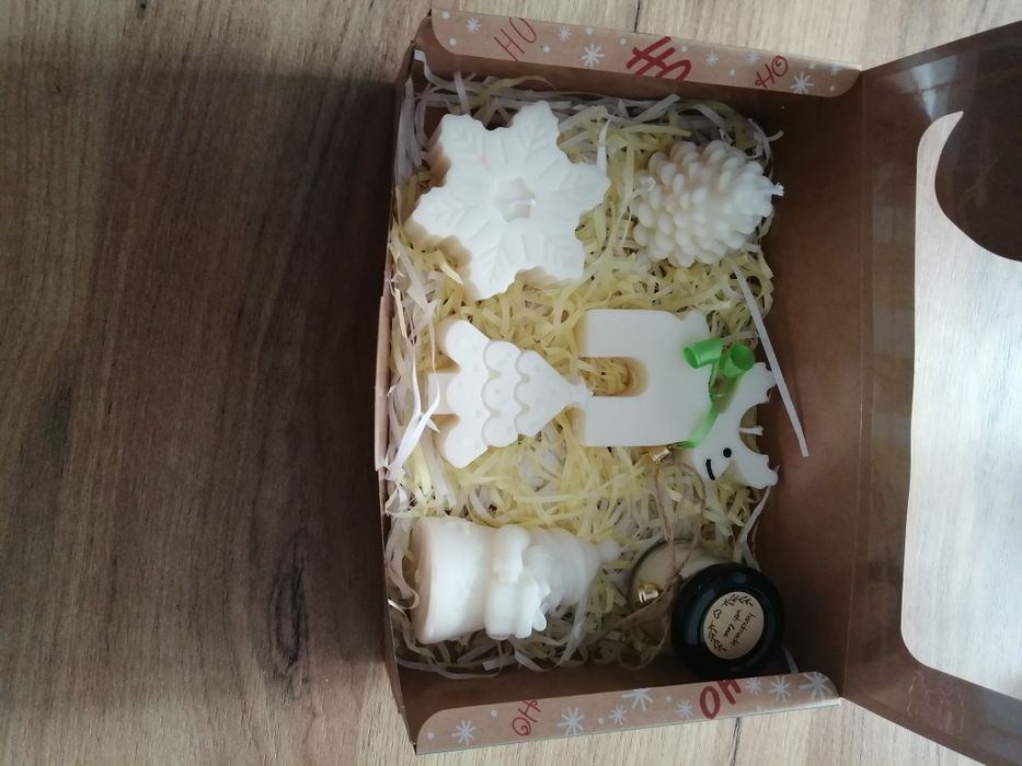 Świeczki sojowe, box prezentowy na święta.