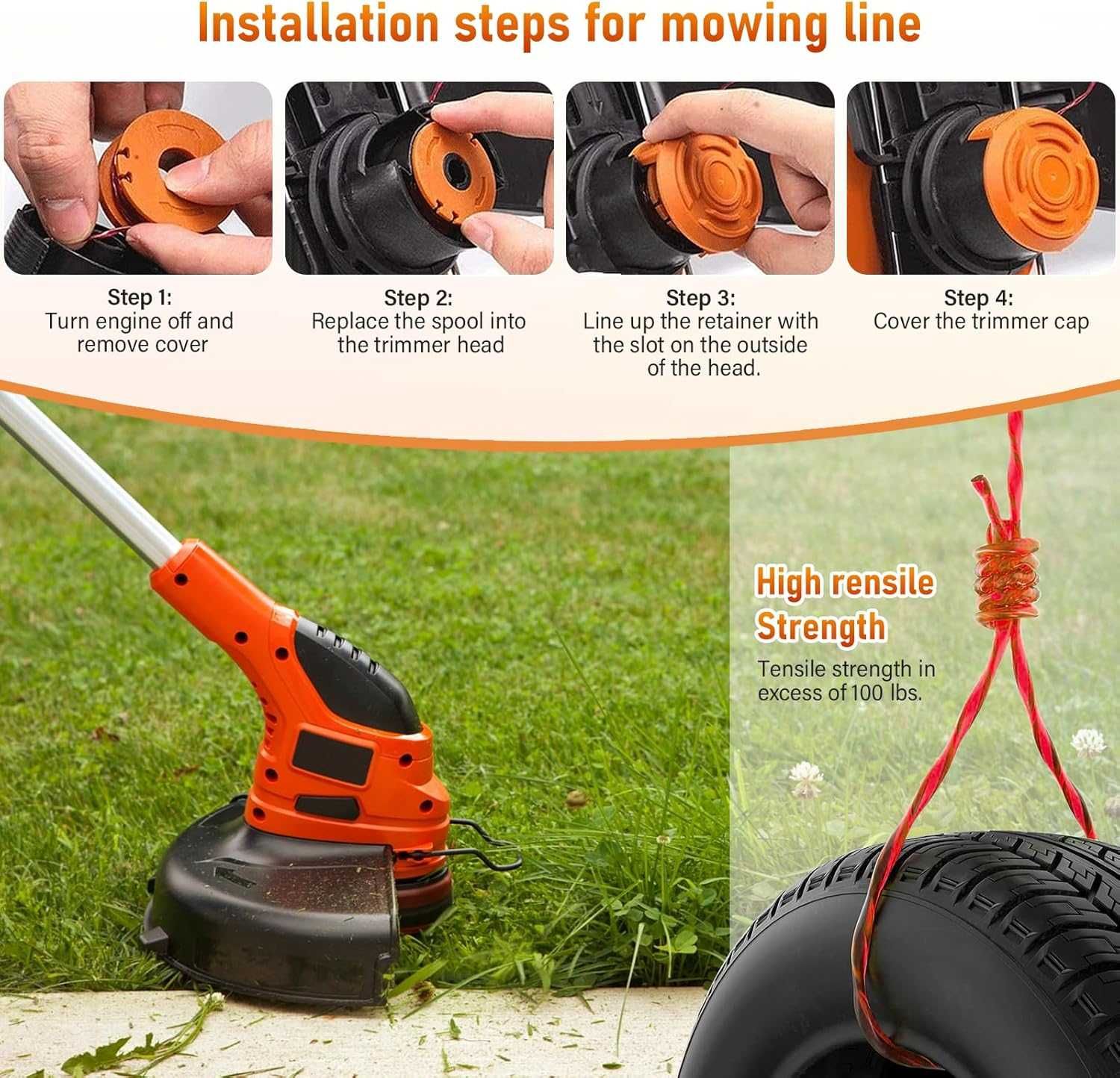 Worx Zestaw 20 Sztuk Zapasowych Podkaszarek 1,65 mm 3 m 18 Żyłek