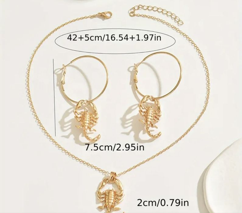 Colar e brincos escorpiao