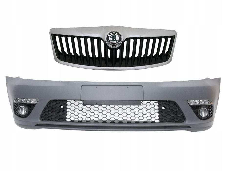 zderzak przod kpl kratki grill led tuning vrs skoda octavia ii 2 1z lift 08
