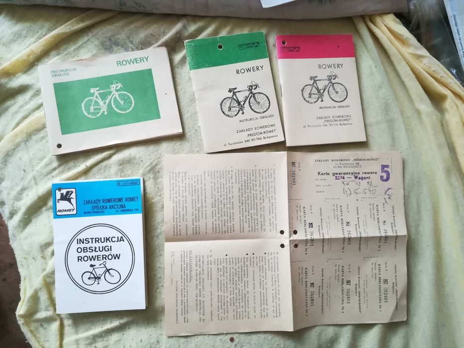 Instrukcja obsługi rowerów Romet lata 1970-90 PRL