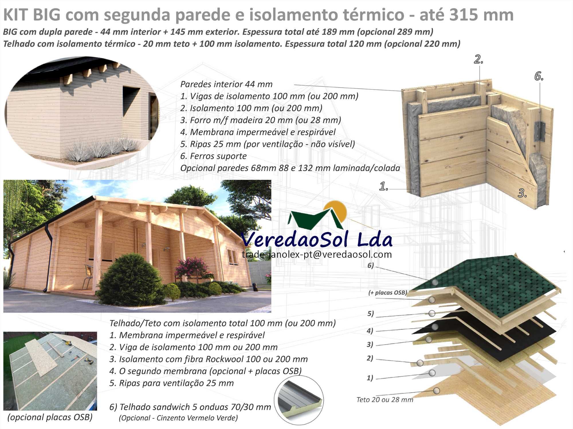 Casa madeira pré fabricada KIT BIG T2 / Jennifer 82.2m² - Coberta 98m²