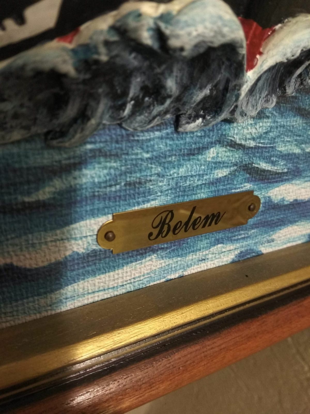 Картина пастель море парусник волны выступают рельефом Belem 33,5х27,5