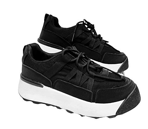 PROMOCJA!Czarno białe sneakersy na platformie adidasy 36-41 Venizi