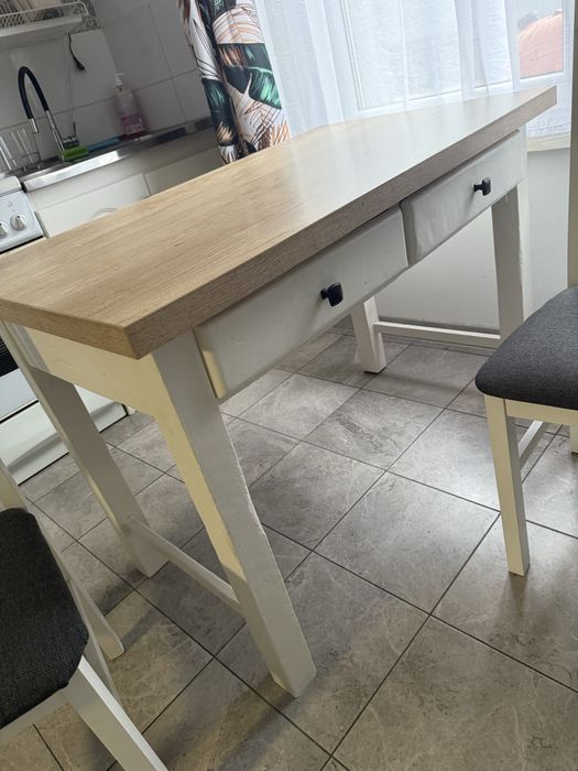 Stary stół kuchenny blat dąb nebraska + 2 krzesła