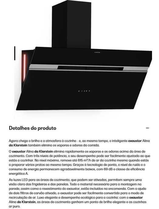 Exaustor KLASTEIN Pouco usado