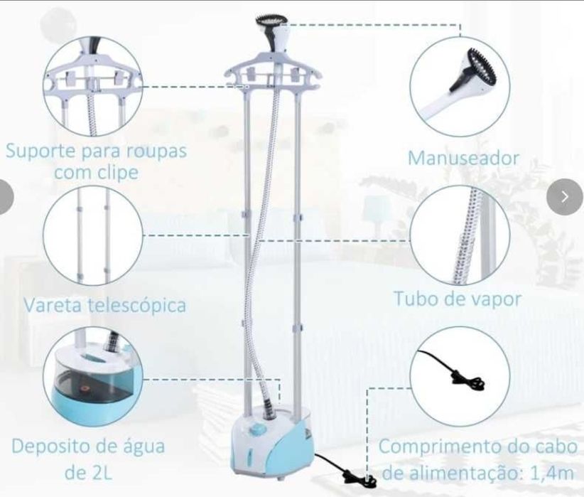 HOMCOM Ferro de Engomar a Vapor para Roupa / Vestidos