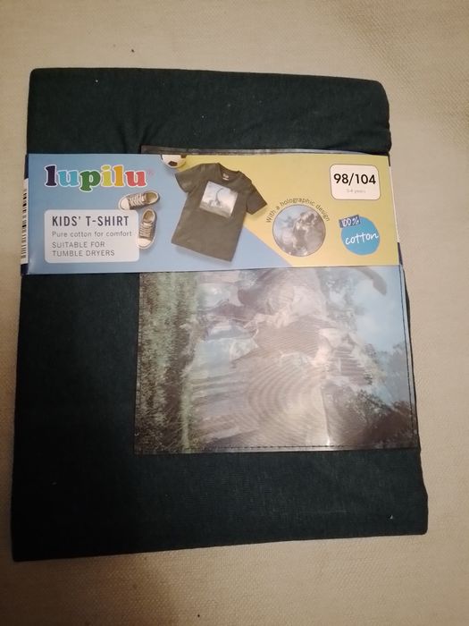 T-shirt dziecięcy z holograficznym obrazkiem dinozaury