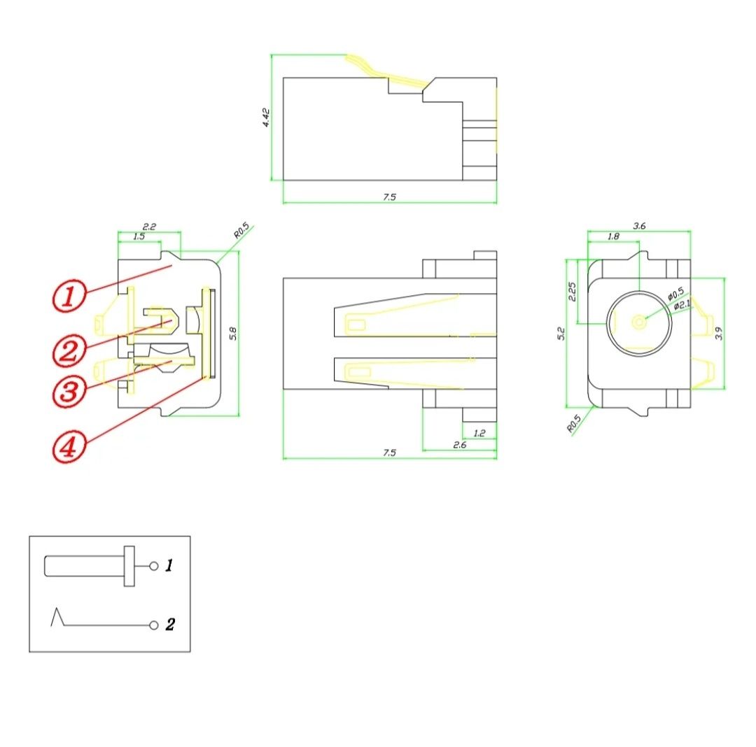 Разъем питания Nokia DC-096 DC096 2.1-0.48 мм