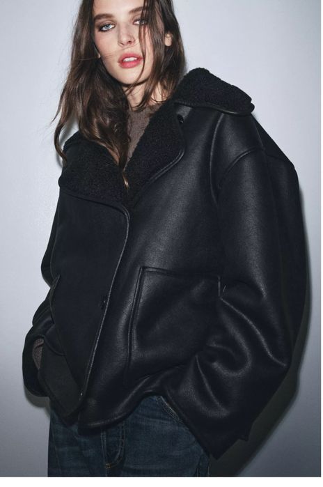 Дублянка Zara чорна дубленка зара