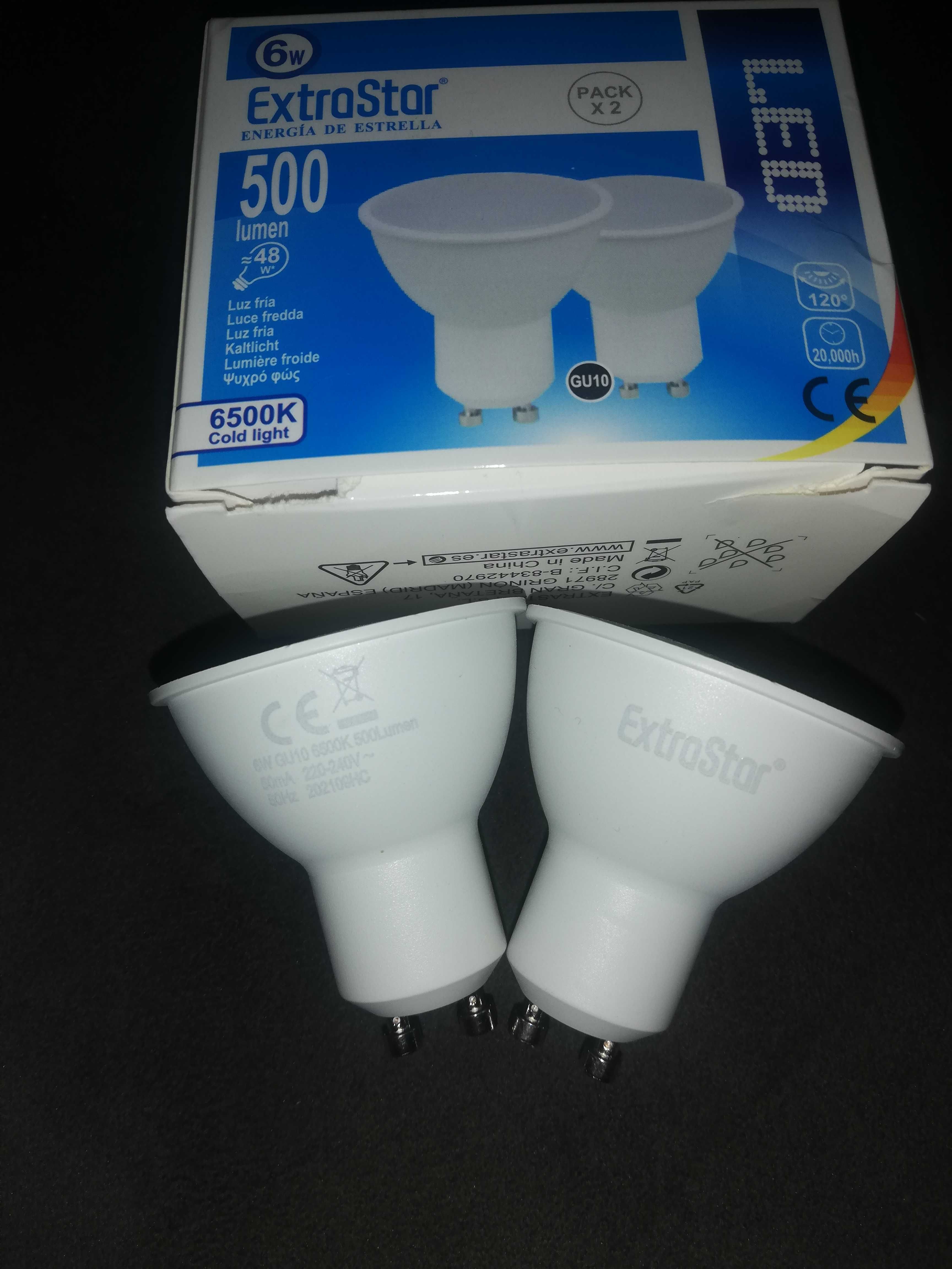 2 sztuk żarówek LED GU10 6 W ExtraStar 6500K.