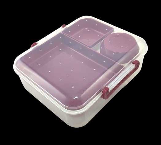 Lunchbox Jax w kolorze wiśniowym - 4 częściowy.