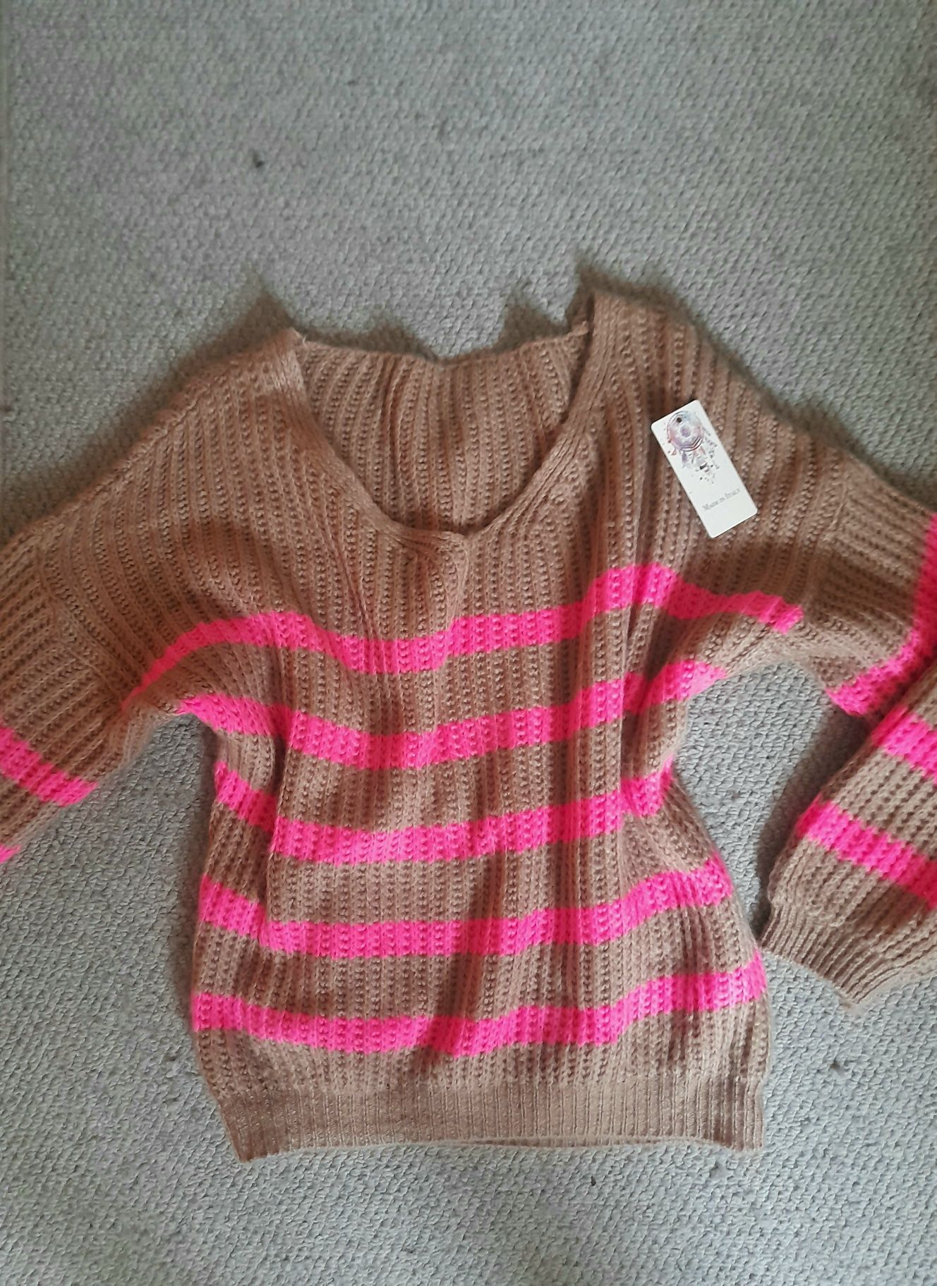 Sweter oversize M-XL neon róż