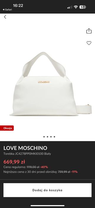 Love moschino torebka cyrkonie torba biała