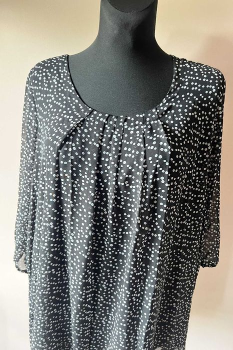 Monique czarna luźna bluzka tunika w kropki oversize rozm. XXL 44
