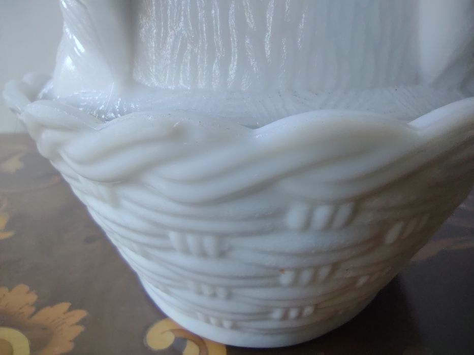 Szkło Ząbkowice kura biała 21cm kolekcja PRL