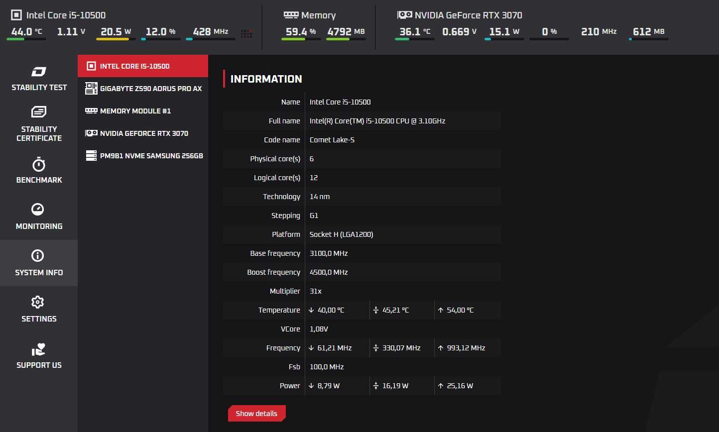 Komputer stacjonarny z RTX 3070, i5 10500, Win11 Pro