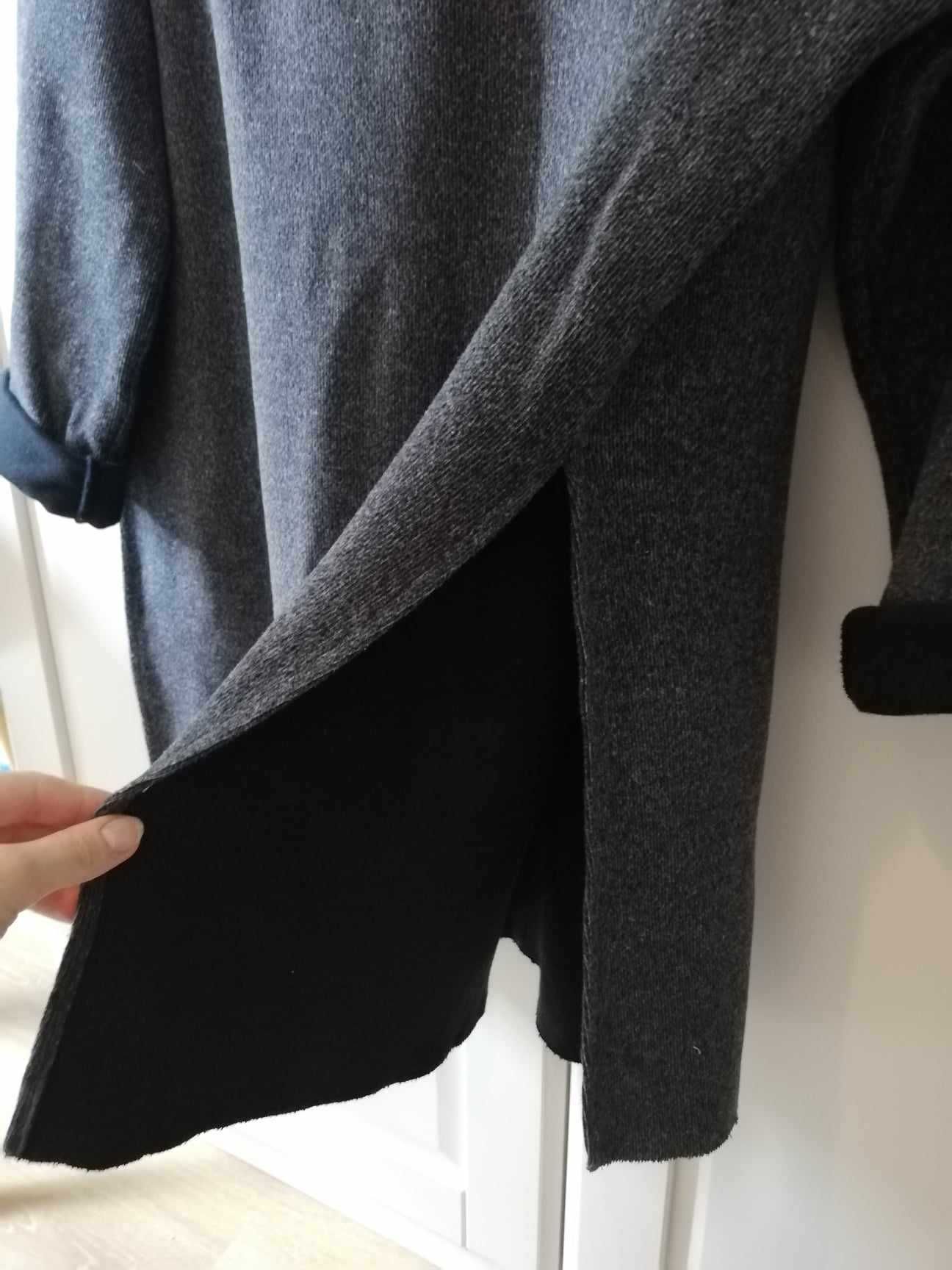 Oversize sweter Zara S 36 szary melanż gładki