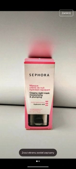 Sephora maska maseczka nawilżająca 60 ml na noc