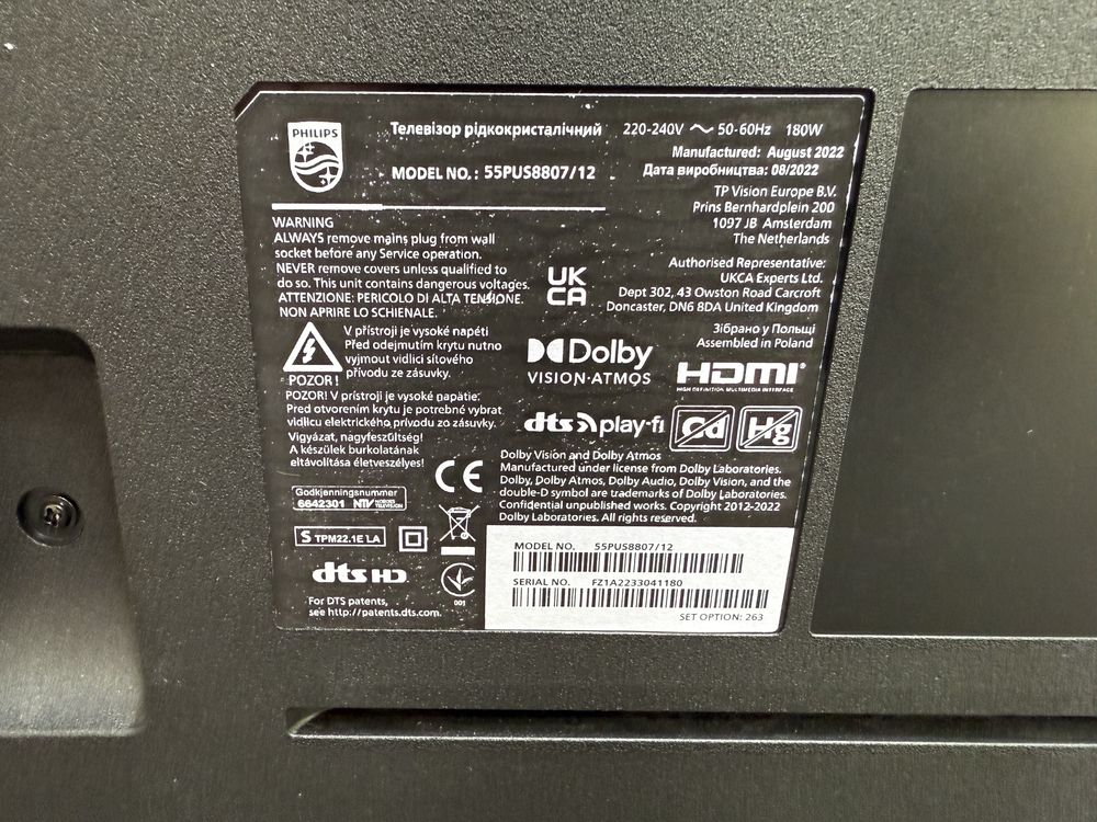 Na Gwarancj. Telewizor Philips 55PUS8807/12 55" 4K 120Hz Android TV