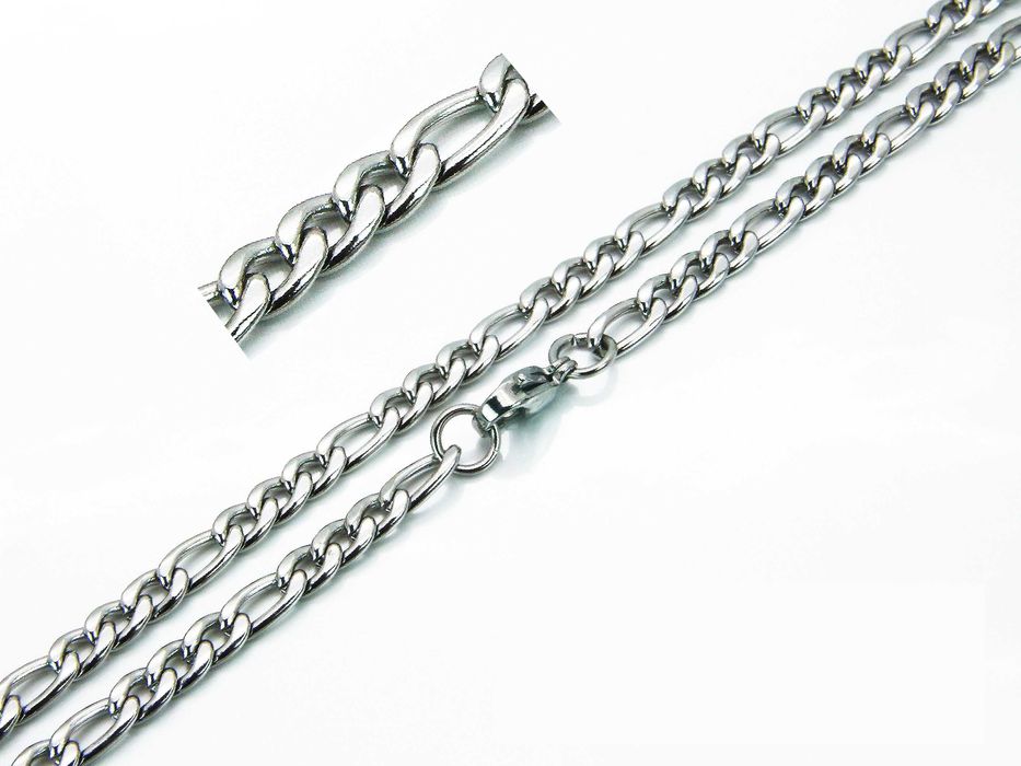 Łańcuszek klasyczny srebrny stal chirurgiczna figaro 316L oczka L720