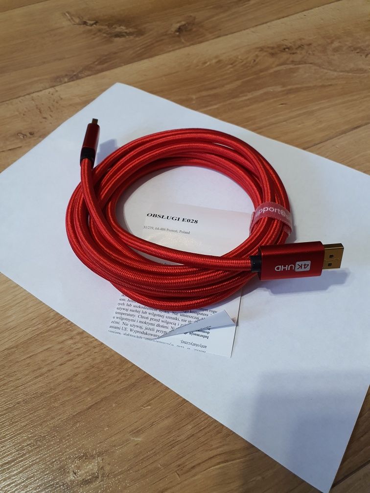 Red Kabel do Monitora Gier- UHD 4K 18Gb/s Nowy Silkland