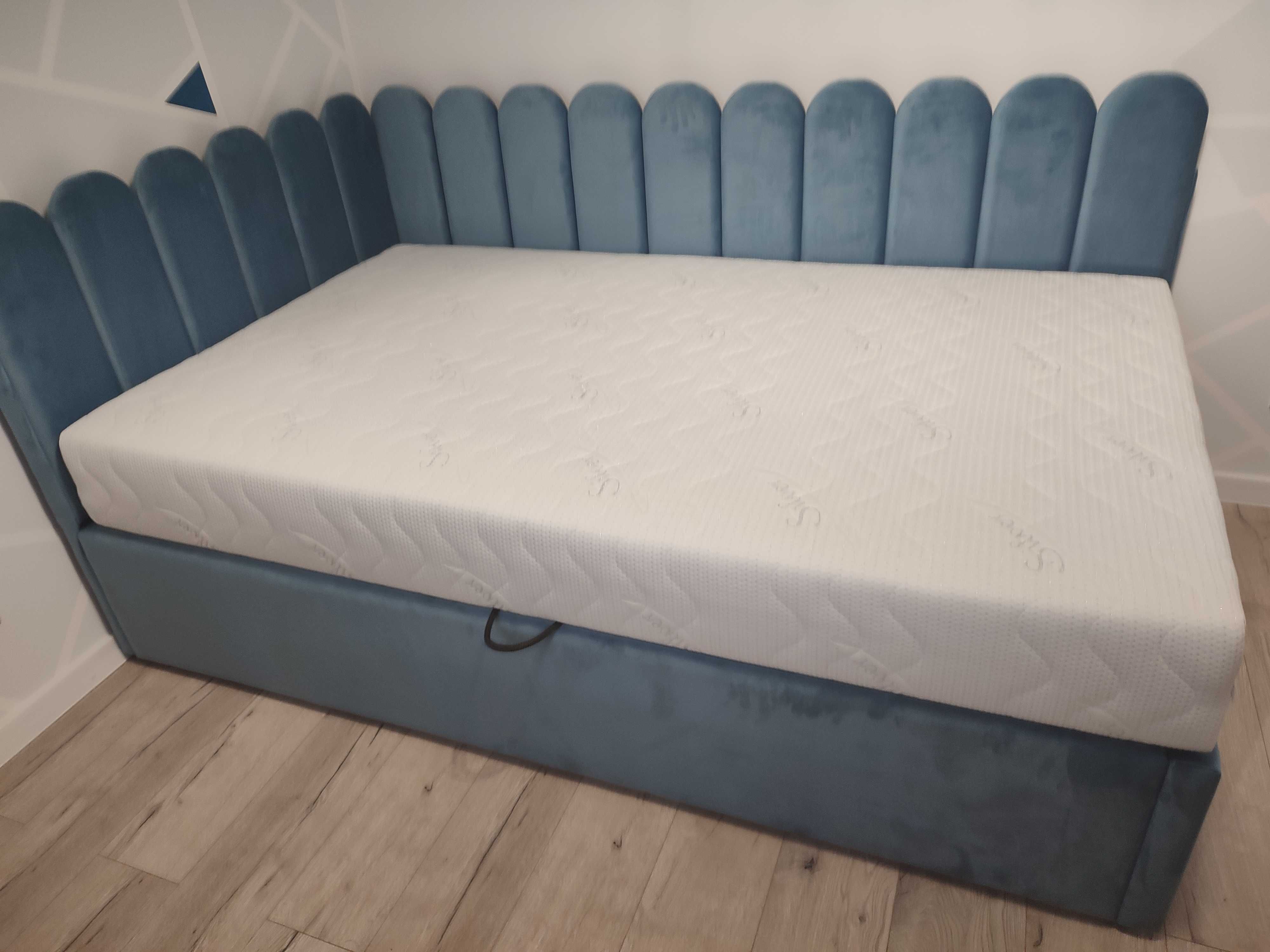 6 Łóżko tapicerowane, narożne, pojemnik,  producent 120/140 x 200
