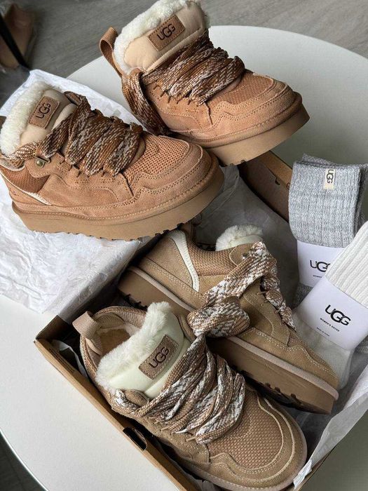 Угги UGG Lowmel Sneaker Beige / Уггі Ловмель Снекер бежеві замшеві