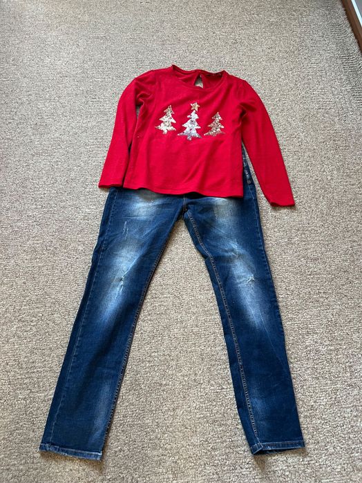 Джинси та новорічна кофта в ідеальному стані розмір л-хл