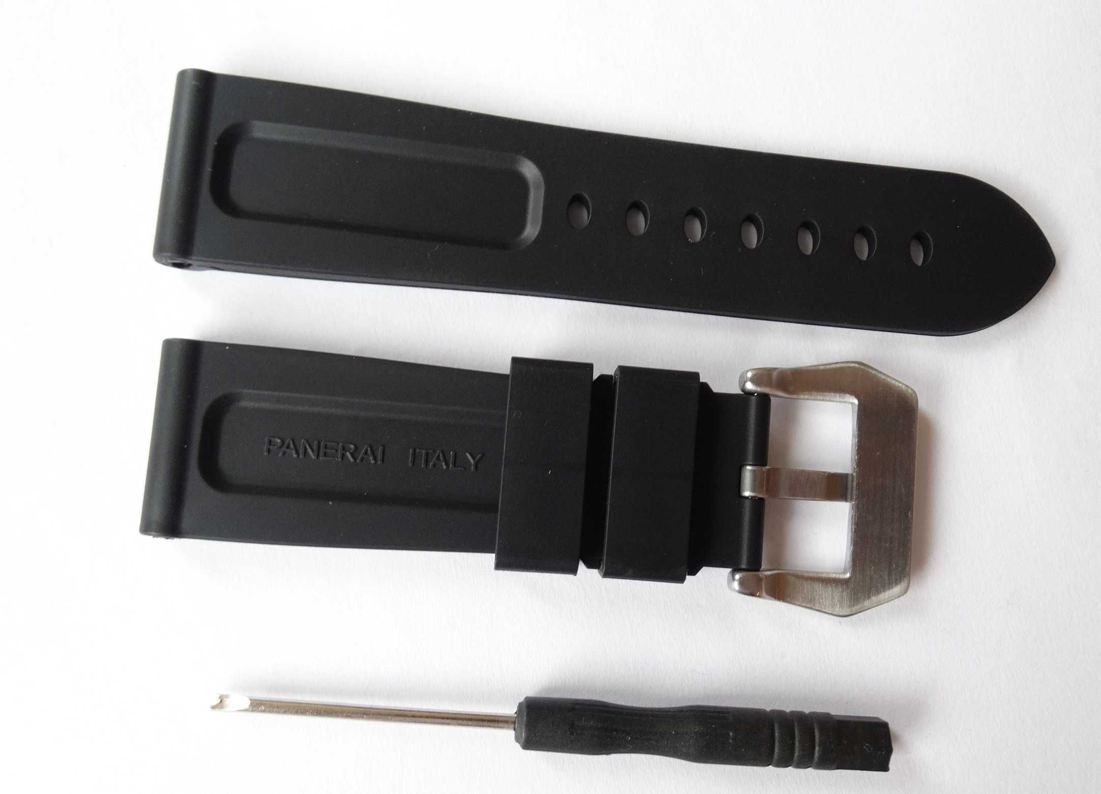Pasek do zegarka silikonowy Panerai 24mm PAM zakręcana klamra czarny