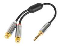 Rozgałęźnik Jack: WTYK 3,5ST-2GNIAZDO RCA z przewodem 15cm METAL