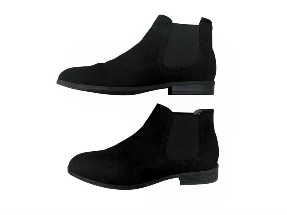 Buty zimowe kozaki sztyblety męskie czarne zamszowe eleganckie H&M 42