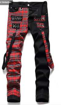 NOWE Spodnie PUNK 36 Tartan BaweŁna