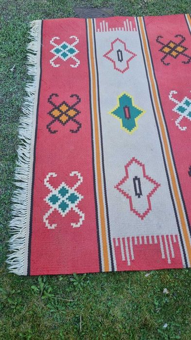 Dywan wełniany geometryczny Czechosłowacja lata 60 design retro vintag